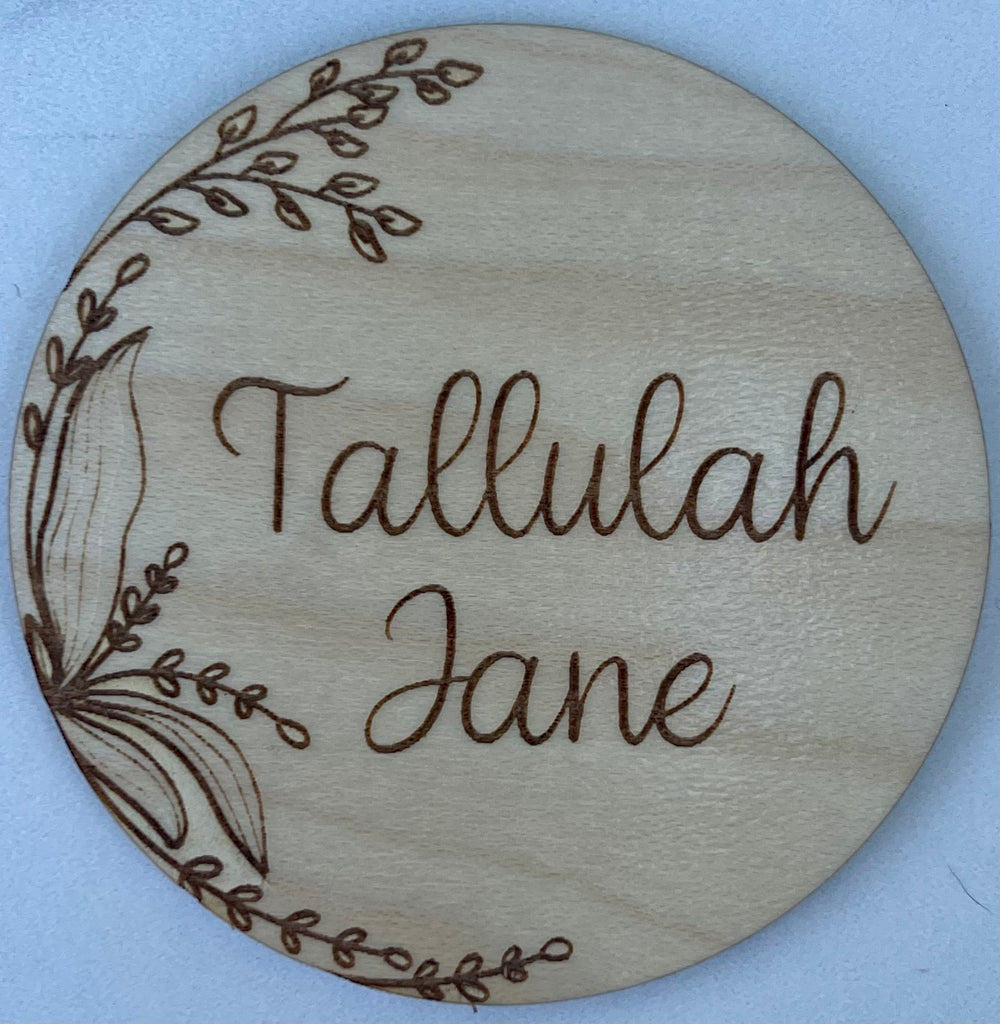 Personalized Baby Name Wood Announcement | Floral Edge