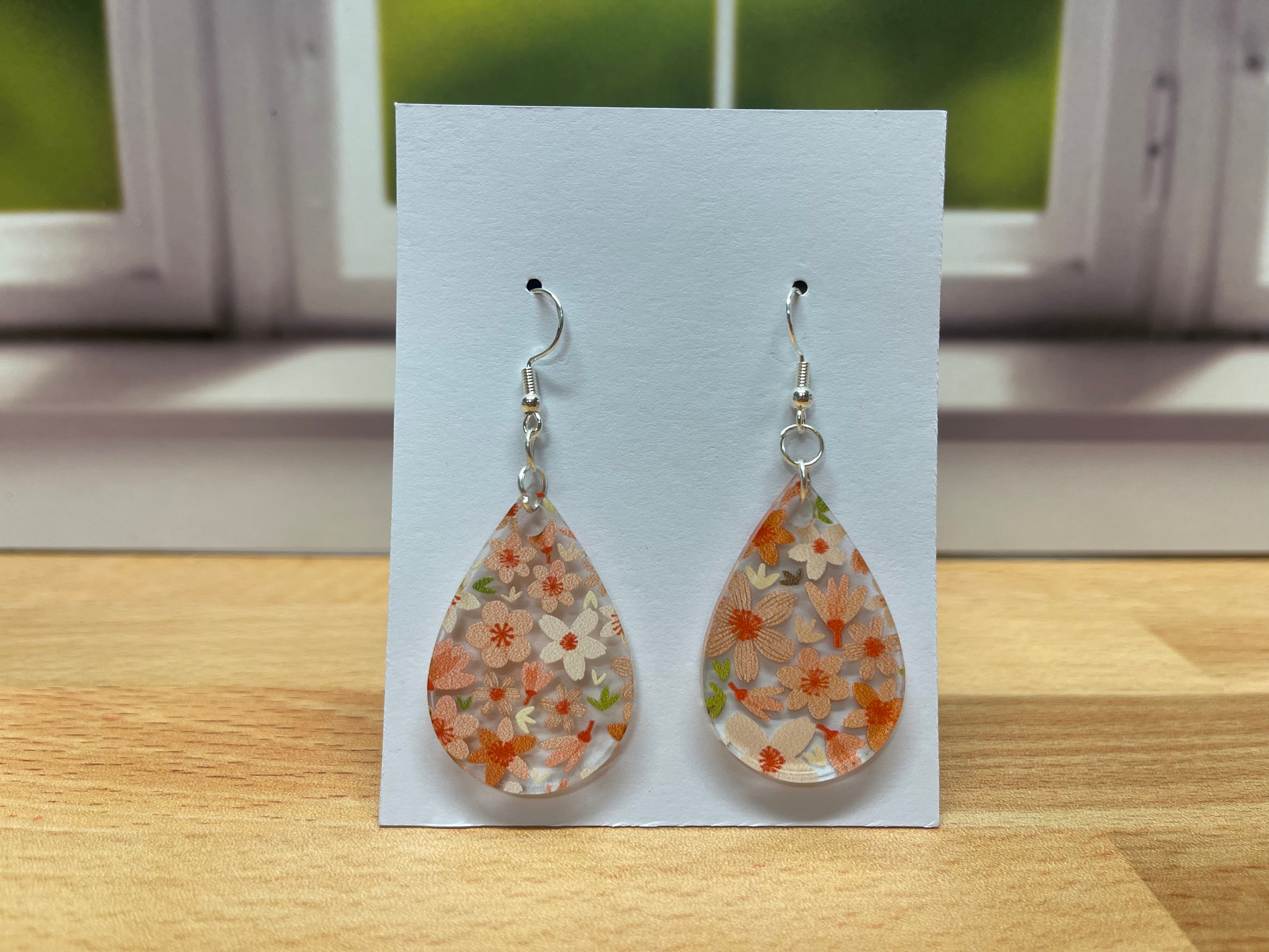 Orange Floral Earrings