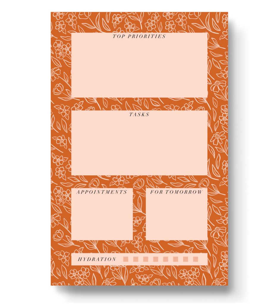 Terracotta Floral Daily Planner Notepad