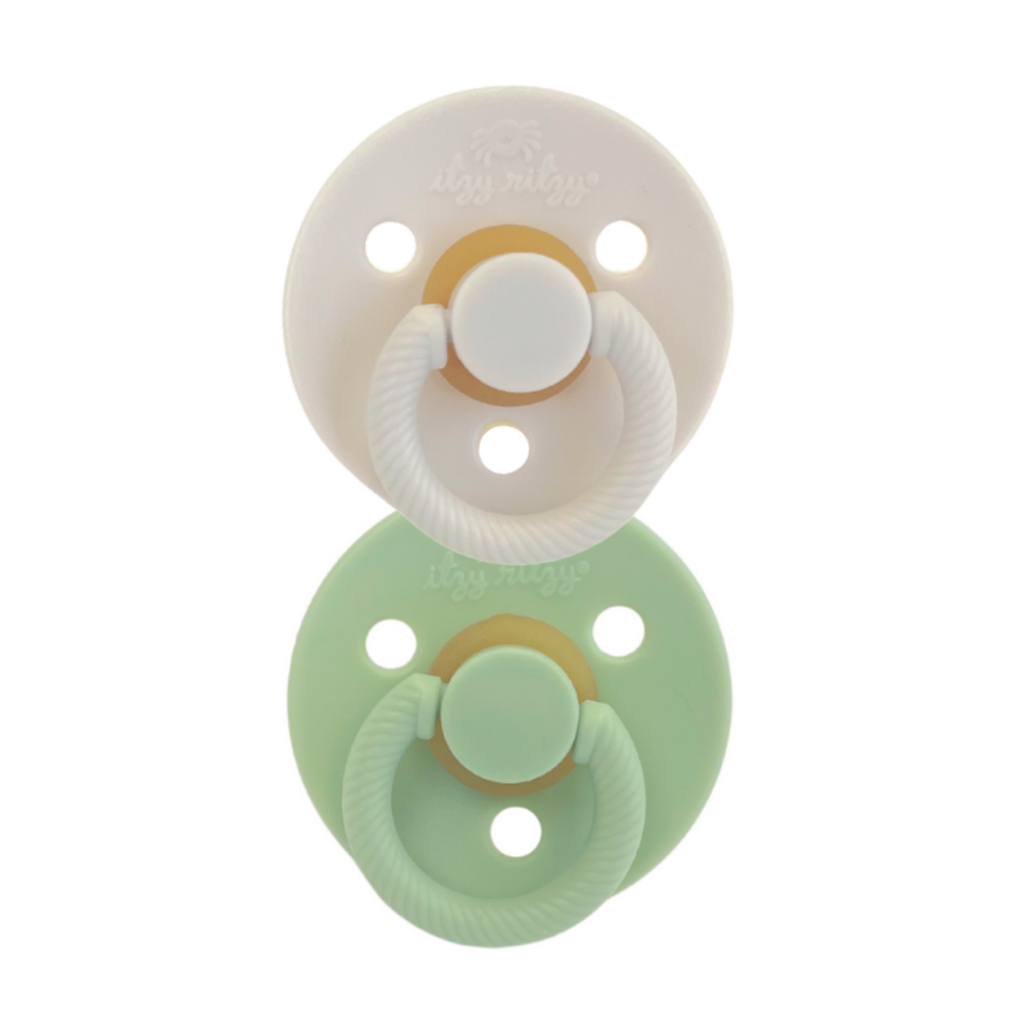 Itzy Soother Mint/White Natural Rubber Pacifier Set