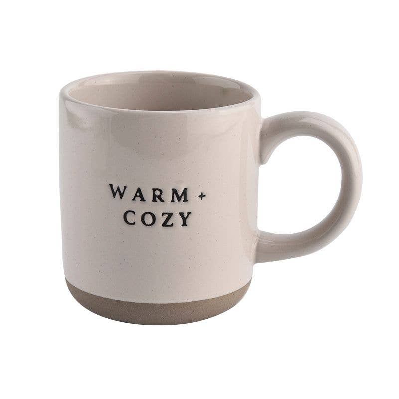 Warm and Cozy - Cream Stoneware Coffee Mug - 14 oz