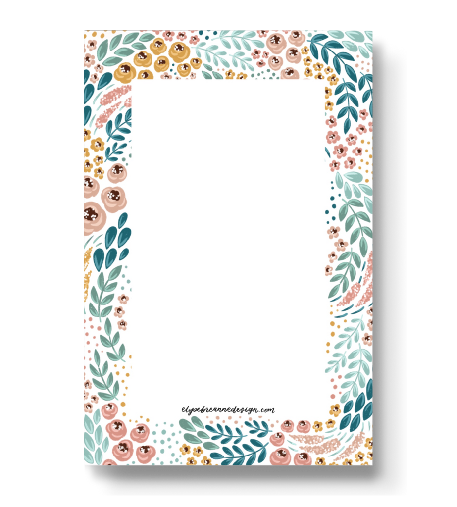 White Floral Notepad, 4x6 in.