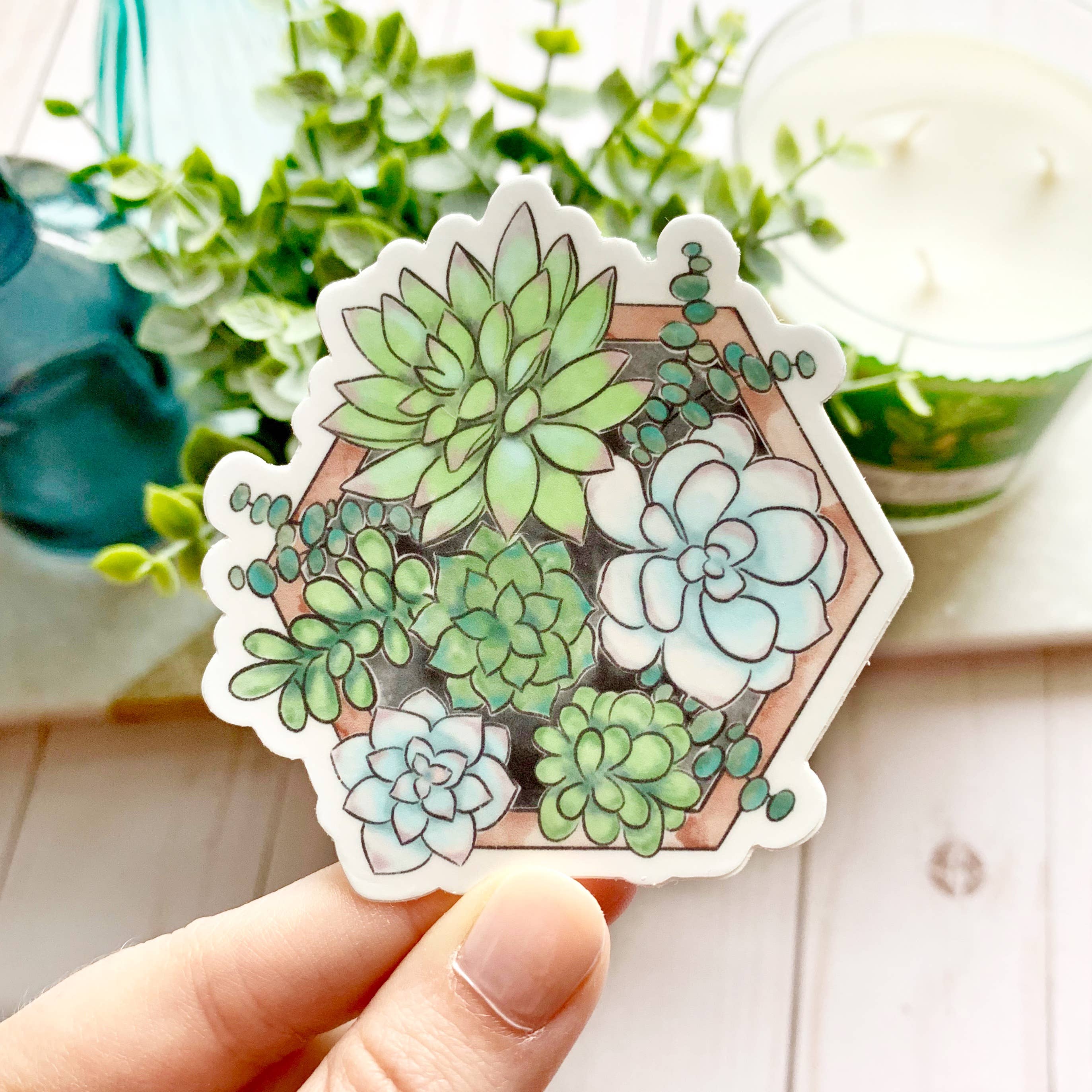 watercolor succulent in pot Watercolor Succulent Planter