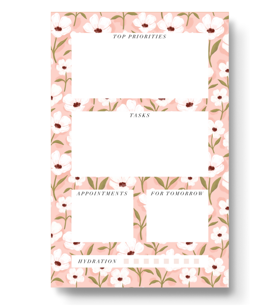 White Anemone Daily Planner Notepad