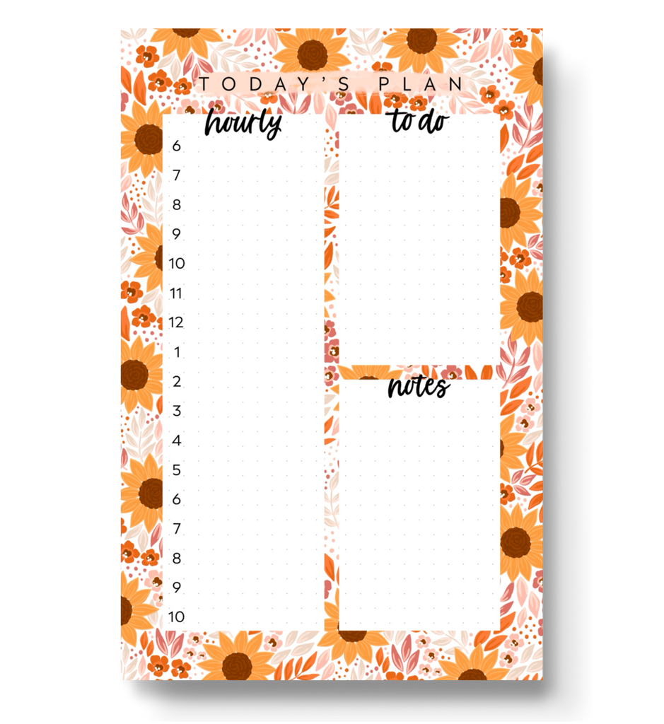 Sunflower Field Daily Planner Notepad